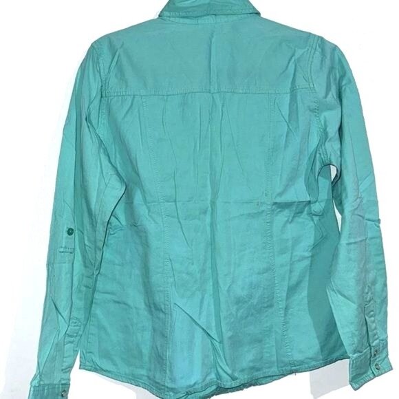 Canyon River Blues Womens Turquoise Snap Button Cotton Shirt With Chest Pockets - Picture 8 of 12